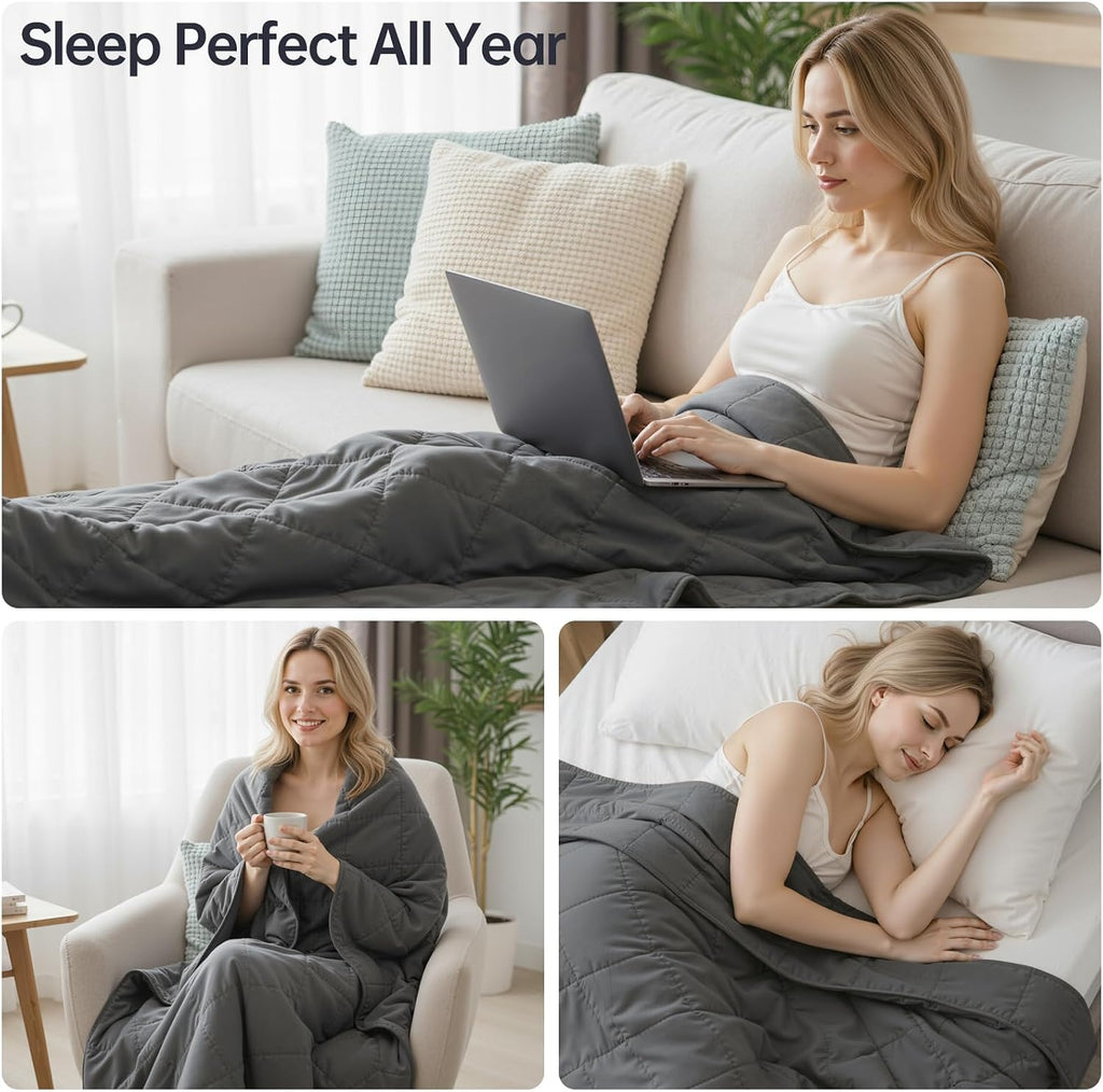Weighted Blanket for Adults Queen Size Heavy Blanket, 20 lb 60" x 80" | 20 lbs, 60" x 80", Breathable Cotton with