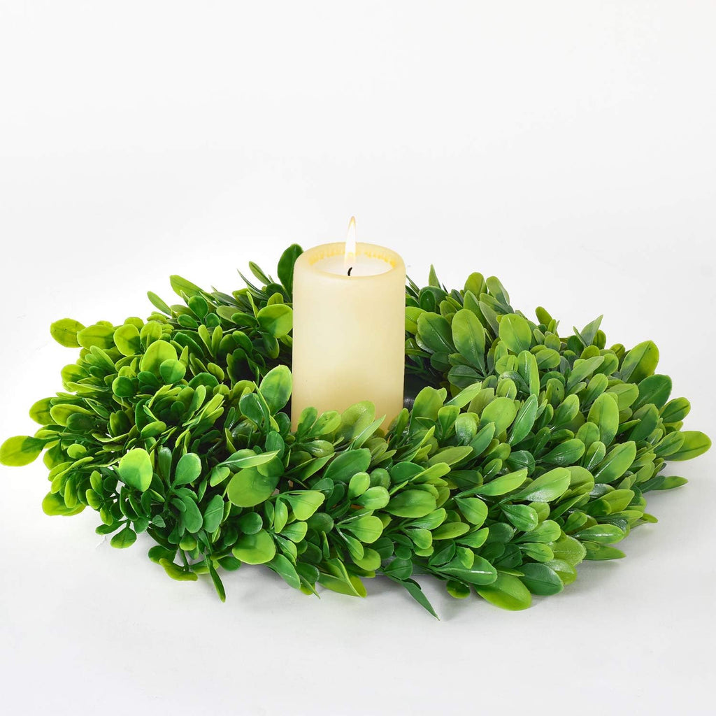 Artificial Boxwood Wreath - 11" Mini Green Wreath for Wall, Window, Table Decoration - Set of 2