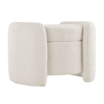 Nebula Boucle Upholstered Upholstered Ottoman, Ivory