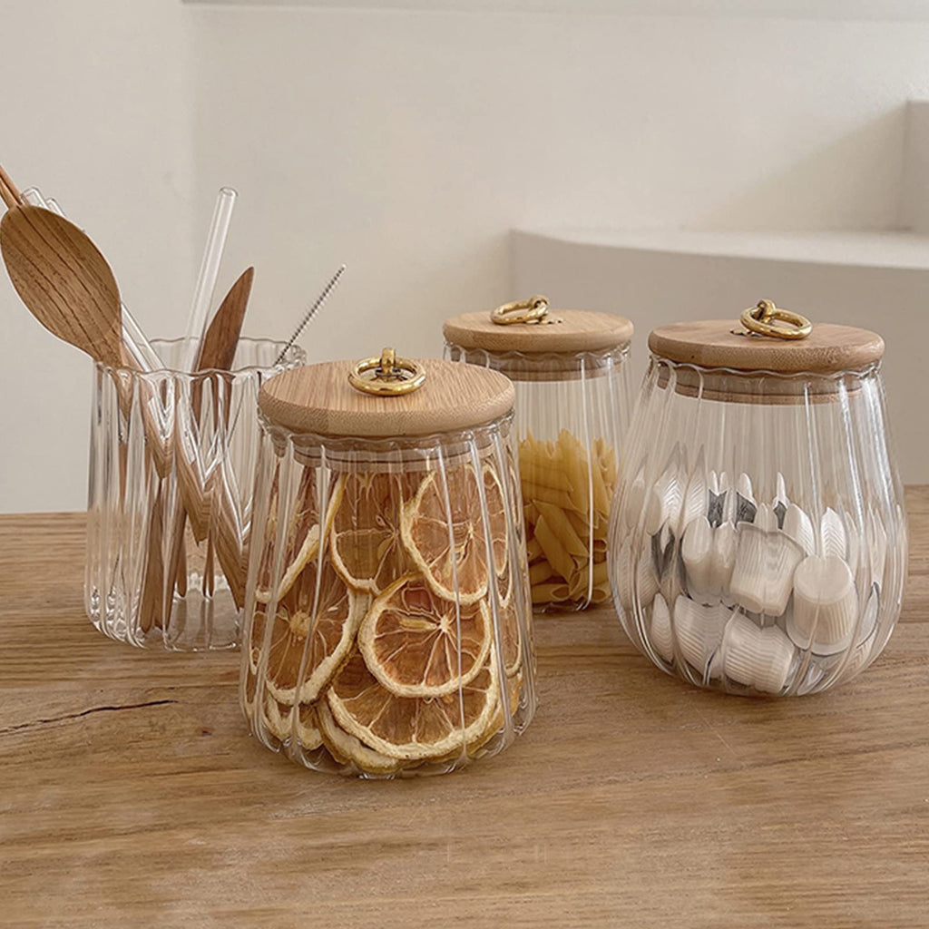 38 FL OZ Glass Jars with Bamboo Lids, Airtight Storage Containers, Large Candy Jars for Coffee Nuts Cookie