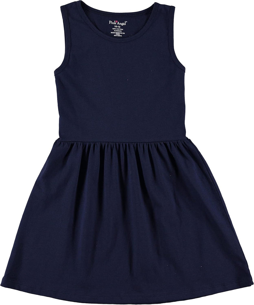 Pack Girls' Dresses, Kids Casual Fit and Flare Sleeveless Summer Dress & School Outfit, 100% Cotton