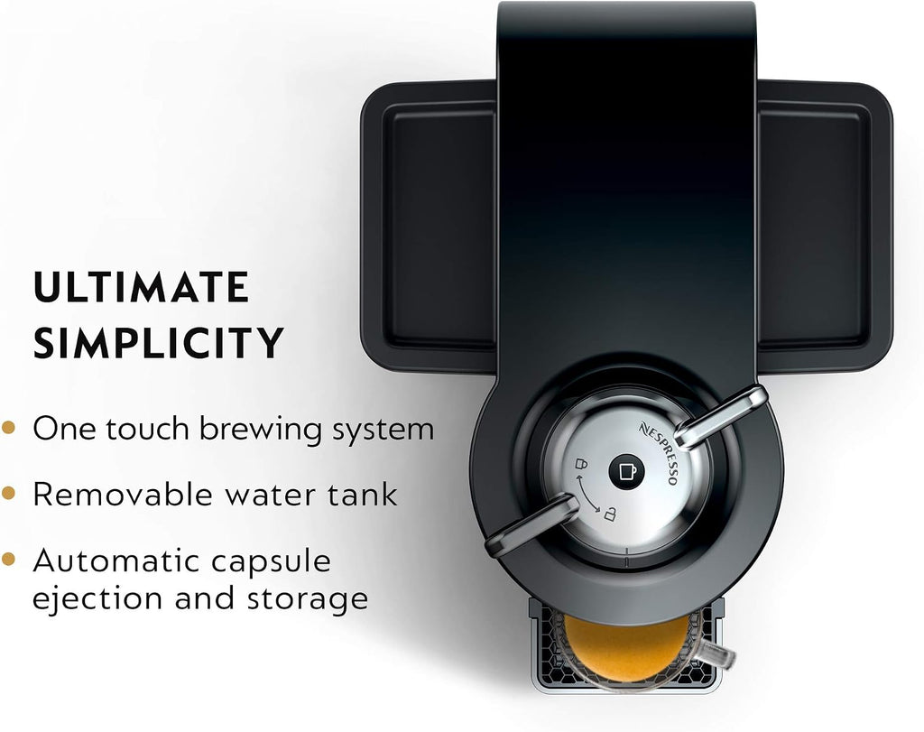 Vertuo Coffee and Espresso Machine by with Milk Frother, 236.59 Milliliters, Piano Black | Black coffee and espresso