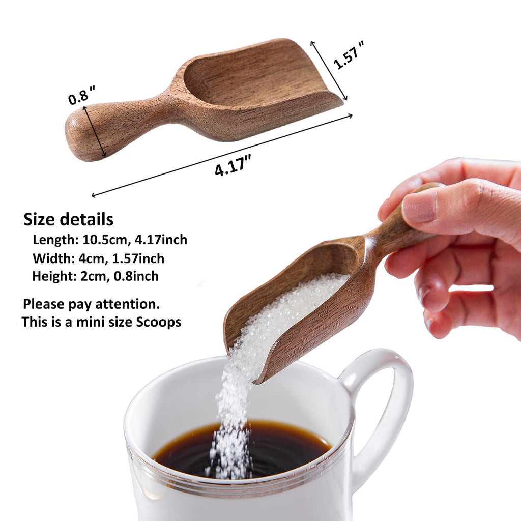 Wooden Scoops for Canisters 6PCS Acacia Wooden Scoop for Jars Mini Measuring Spoons for Ground Coffee Scoops Wood