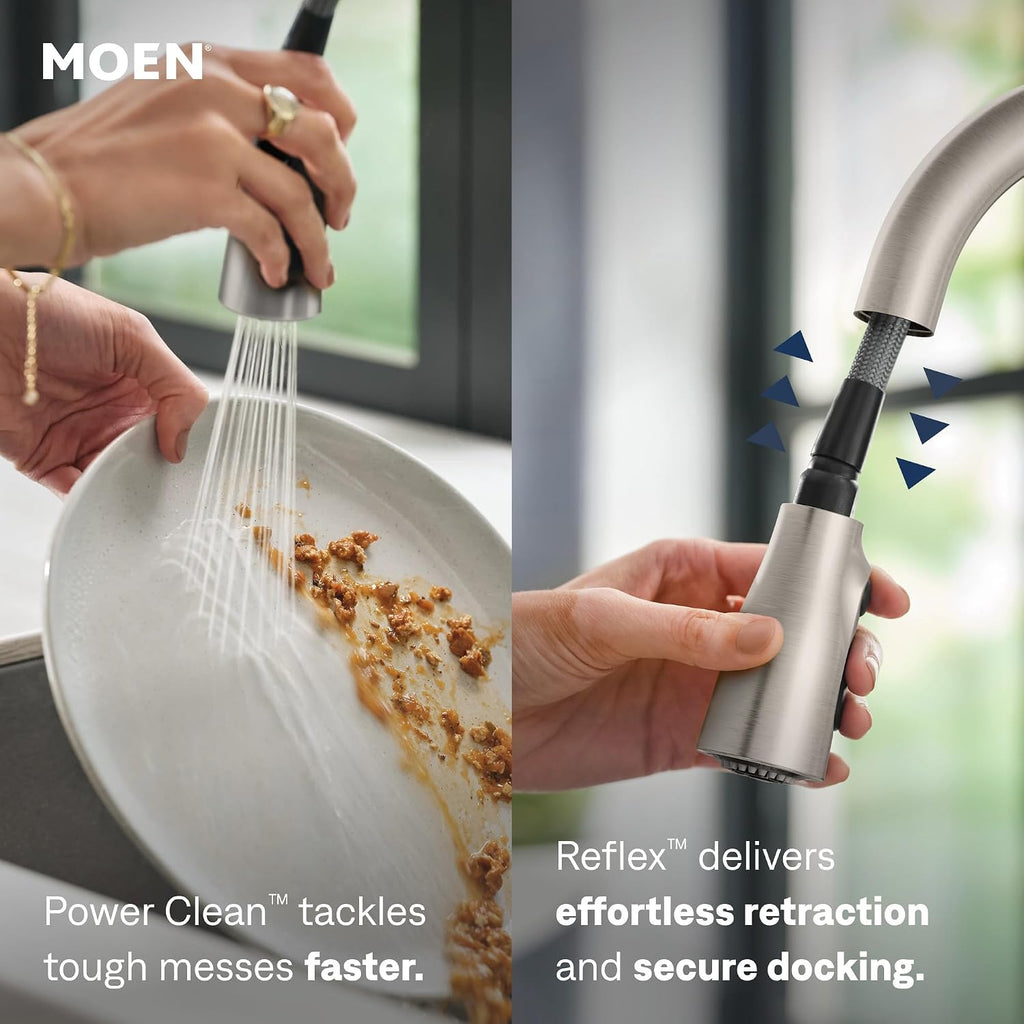 Adler Spot Resist Stainless One-Handle High Arc Pulldown Kitchen Faucet with Power Clean, 87233SRS