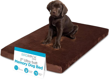 2" Memory Foam Dog Bed | Ultra Soft Plush Pet Bed | Removable Cover | Pet | Crate Bed (34 x 22, Brown)