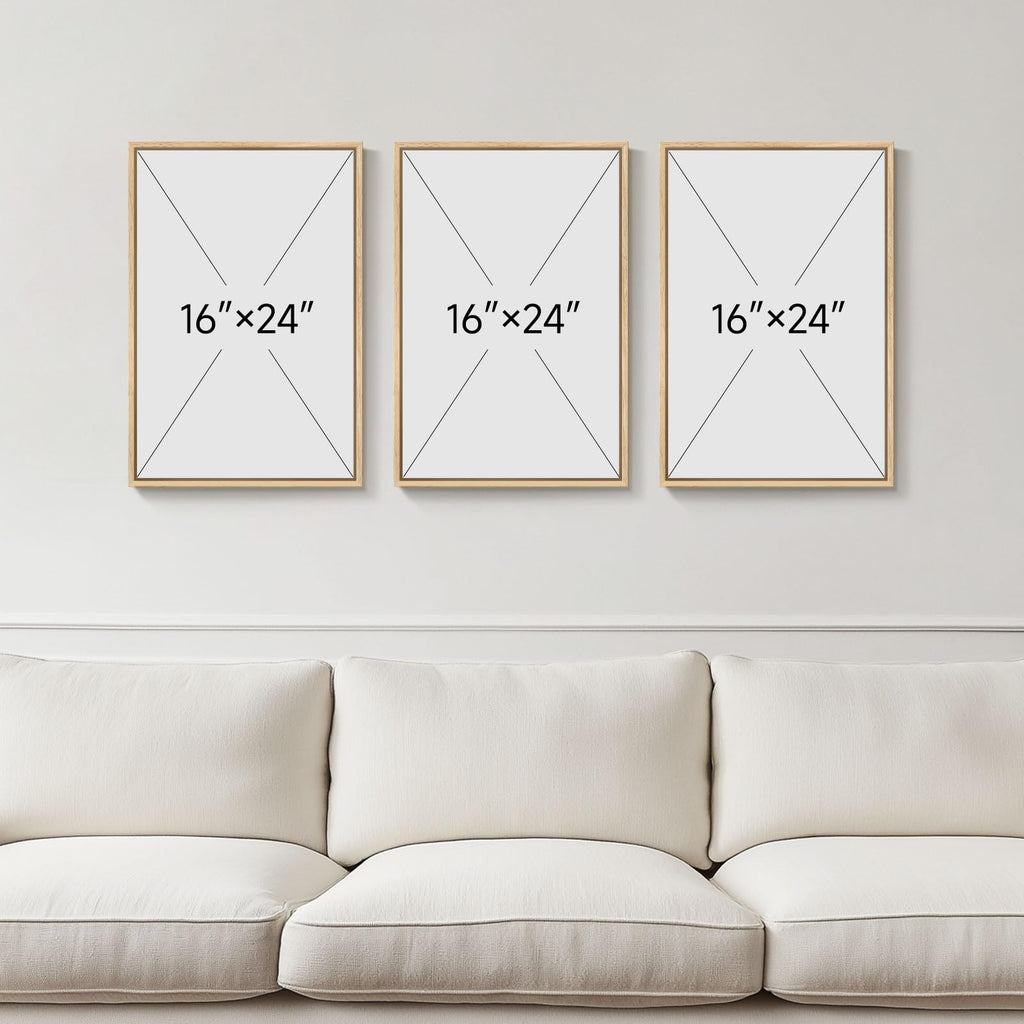 Framed Green Mid Century Modern Boho Abstract Wall Art Bedroom, 16x24 Inch