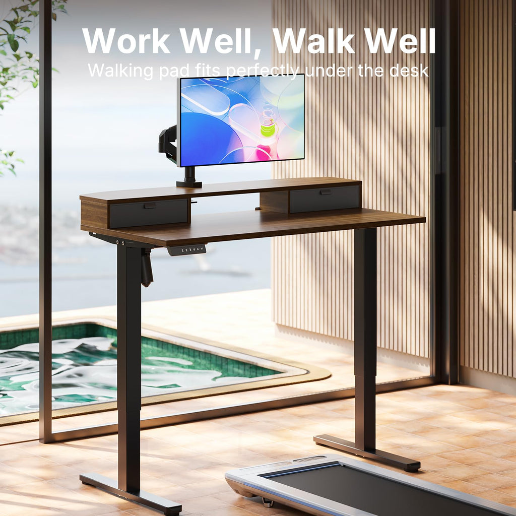 40" X 24" Electric Standing Desk with 2 Drawers, C-Clamp Mount Compatible, Height Adjustable Computer Desk, Home