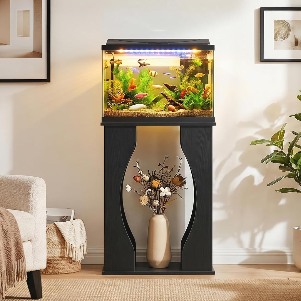 10-Gallon Aquarium Stand, 2-Tier Fish Tank Stand, Modern Black