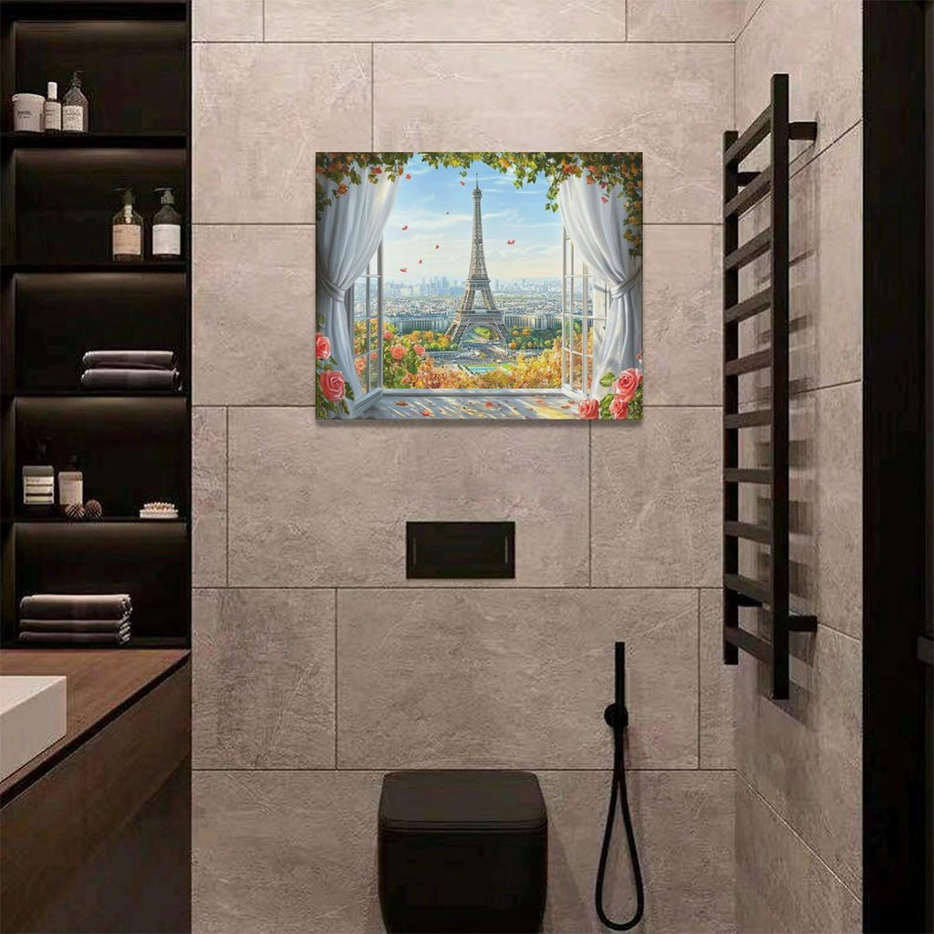 Eiffel Tower Wall Romantic Paris Pictures Wall Decor Rustic Fashion City Canvas Painting Print Flower Rose Artwork