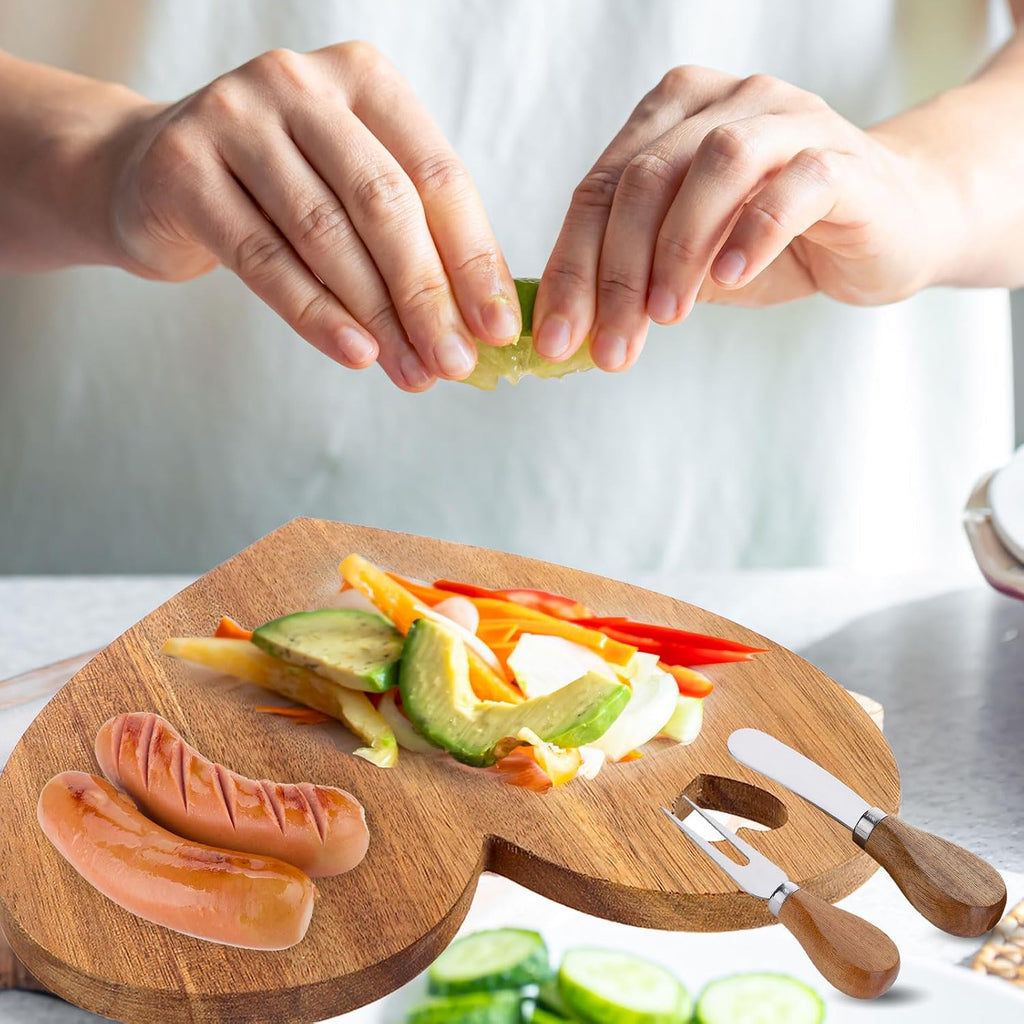 6 Sets Bridal Shower Favors Mini Charcuterie Boards Heart Cutting Board Cheese Small Charcuterie Boards Knives Wood