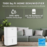 7,000 Sq.Ft Energy Star Dehumidifier with Pump and WIFI, Ideal for Large Industrial Rooms and Home Basements