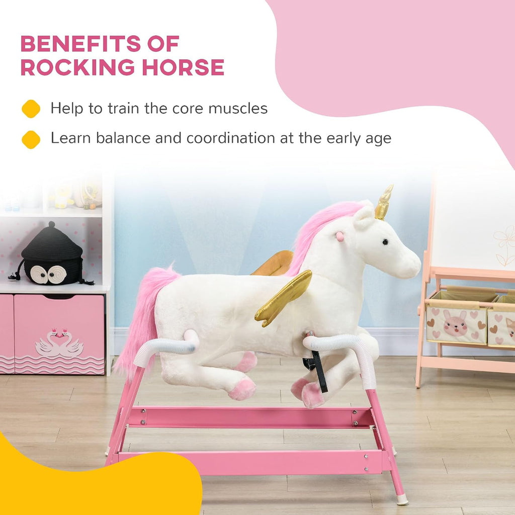 Kids Spring Rocking Horse Ride on Horse for Girls and Boys Pink