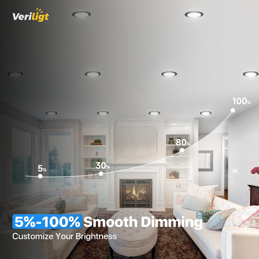 4 Inch Black LED Recessed Light, 5CCT, 750LM, 9W, 24 Pack