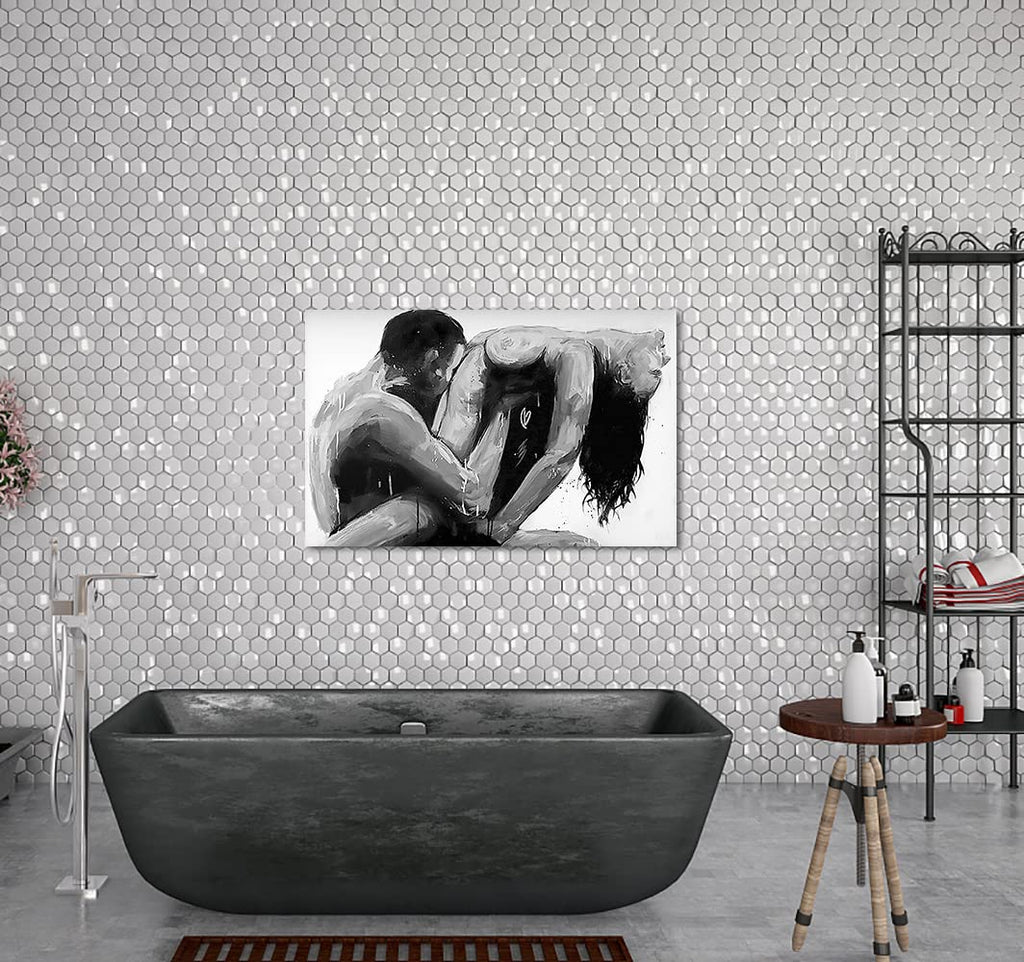 Art Woman and Man Poster Abstract Black White Pictures Abstract Couple Paintings Couple Posters and Prints Bathroom