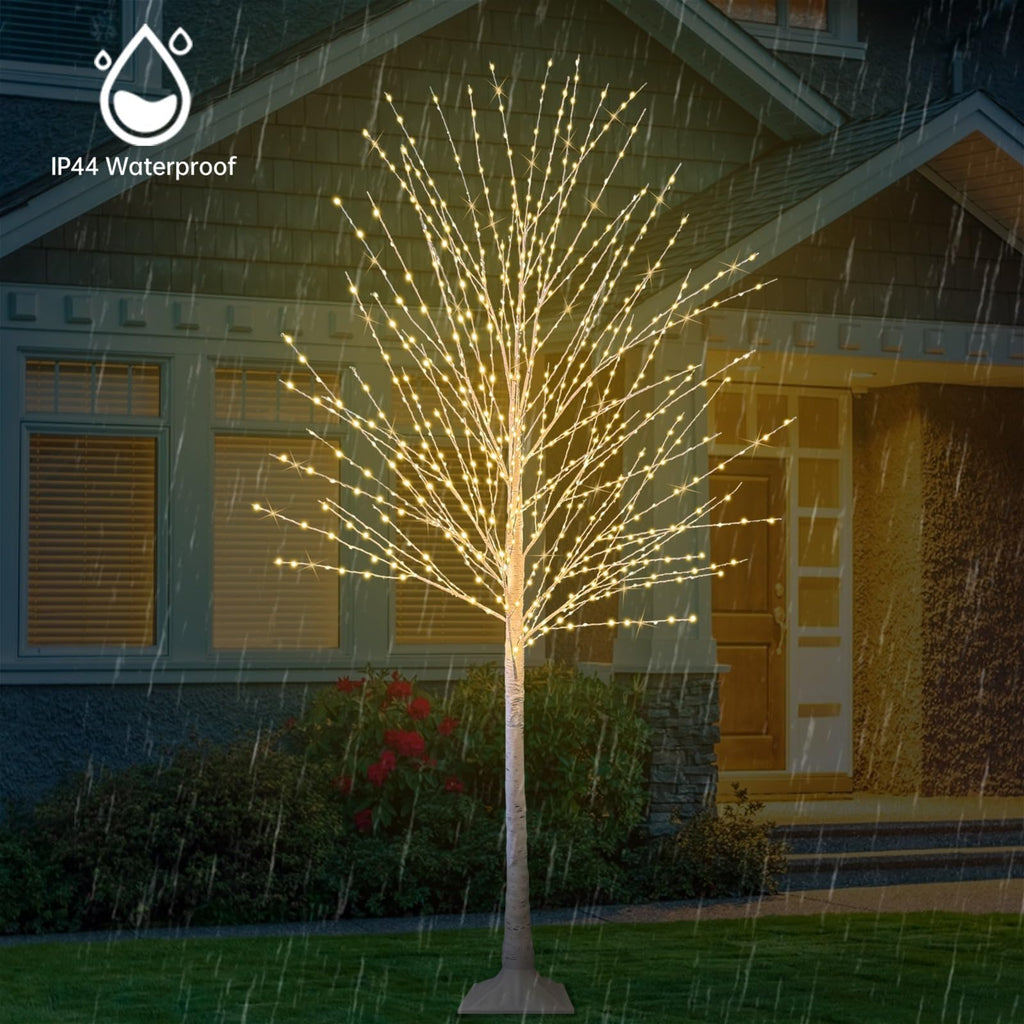 6FT Lighted Birch Tree with 880 LED Warm White Lights, 8 Twinkle Modes, Timer, Dimmable Artificial Light Up Twig