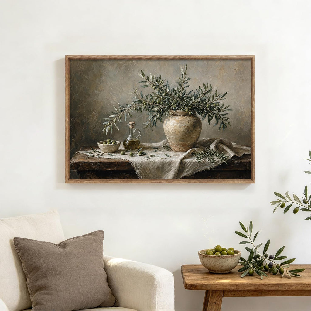 Vintage Olive Branch Still Life Plants Wall Art Canvas