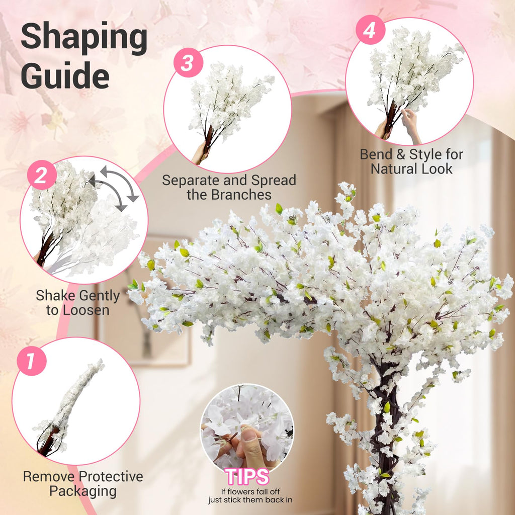 6.7FT Artificial White Cherry Blossom Tree, Faux Sakura Indoor Decor