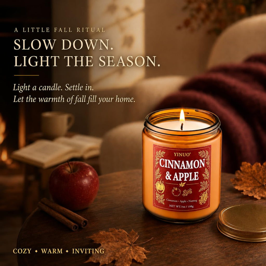 Fall Scented Candles Gift Set, 4 Pack Soy Coconut Wax Pumpkin Candle Set