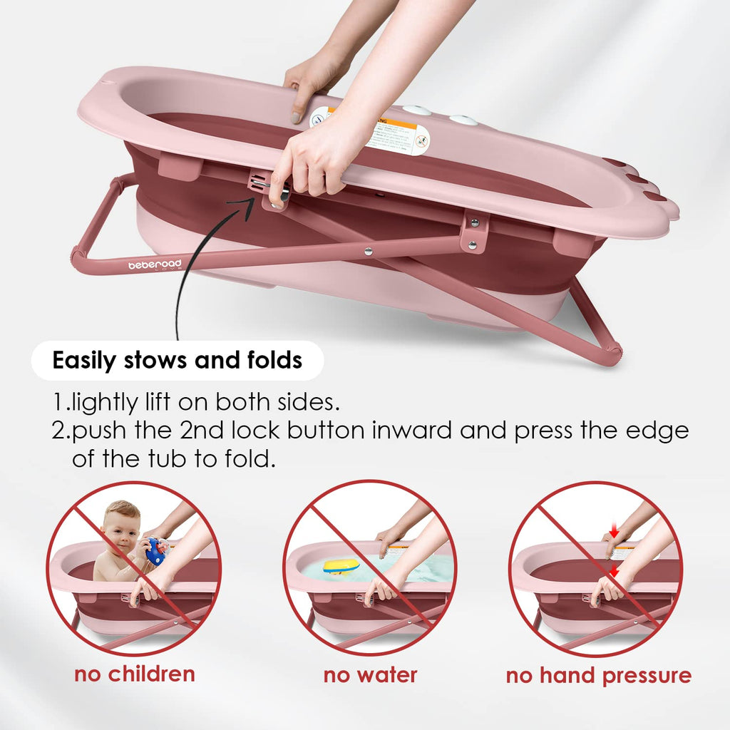 Collapsible Baby Bathtub for Newborn to Toddler (Pink)