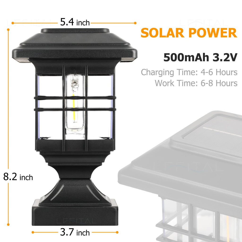4x4 Post Solar Lights Solar Post Cap Lights Outdoor Metal 2 Pack