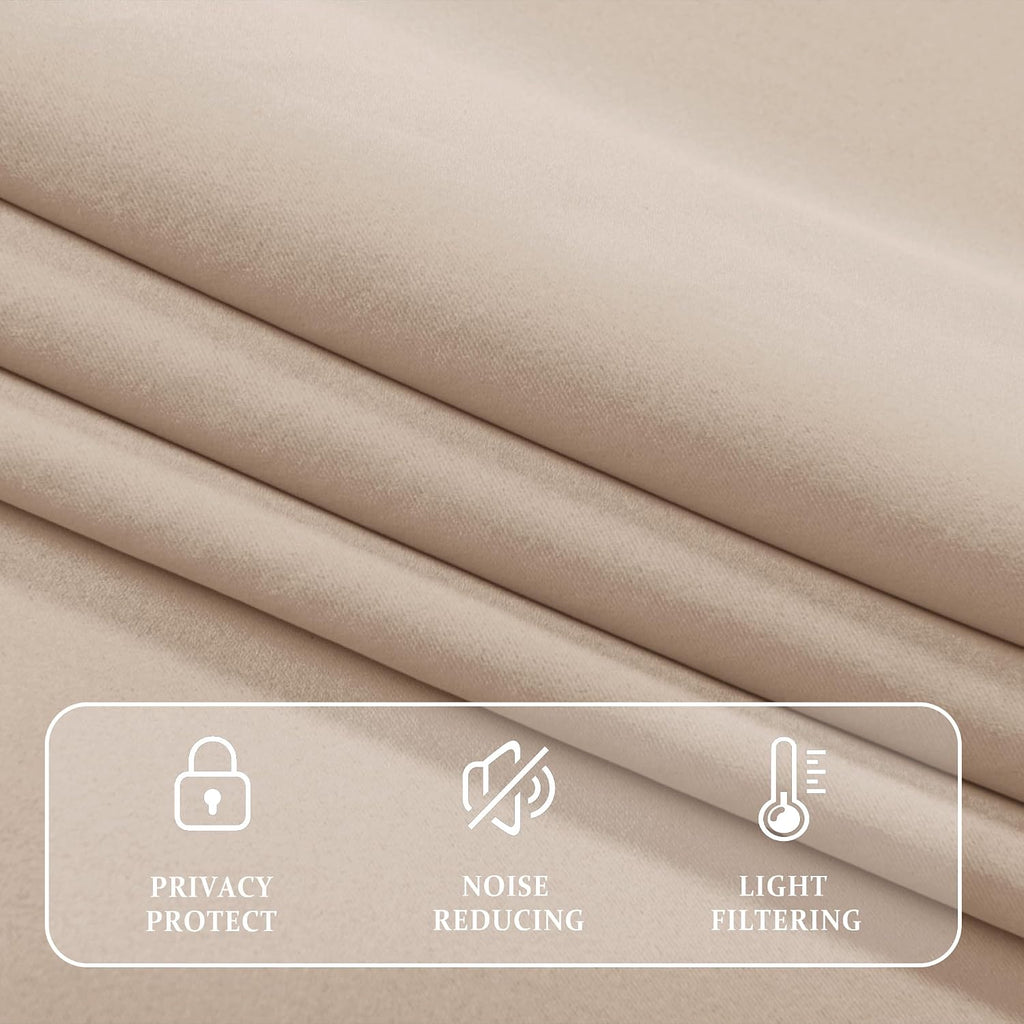 Beige Valances for Windows Rod Pocket Room Darkening Small Window Curtains , 52" W x 18" L, 1 Panel
