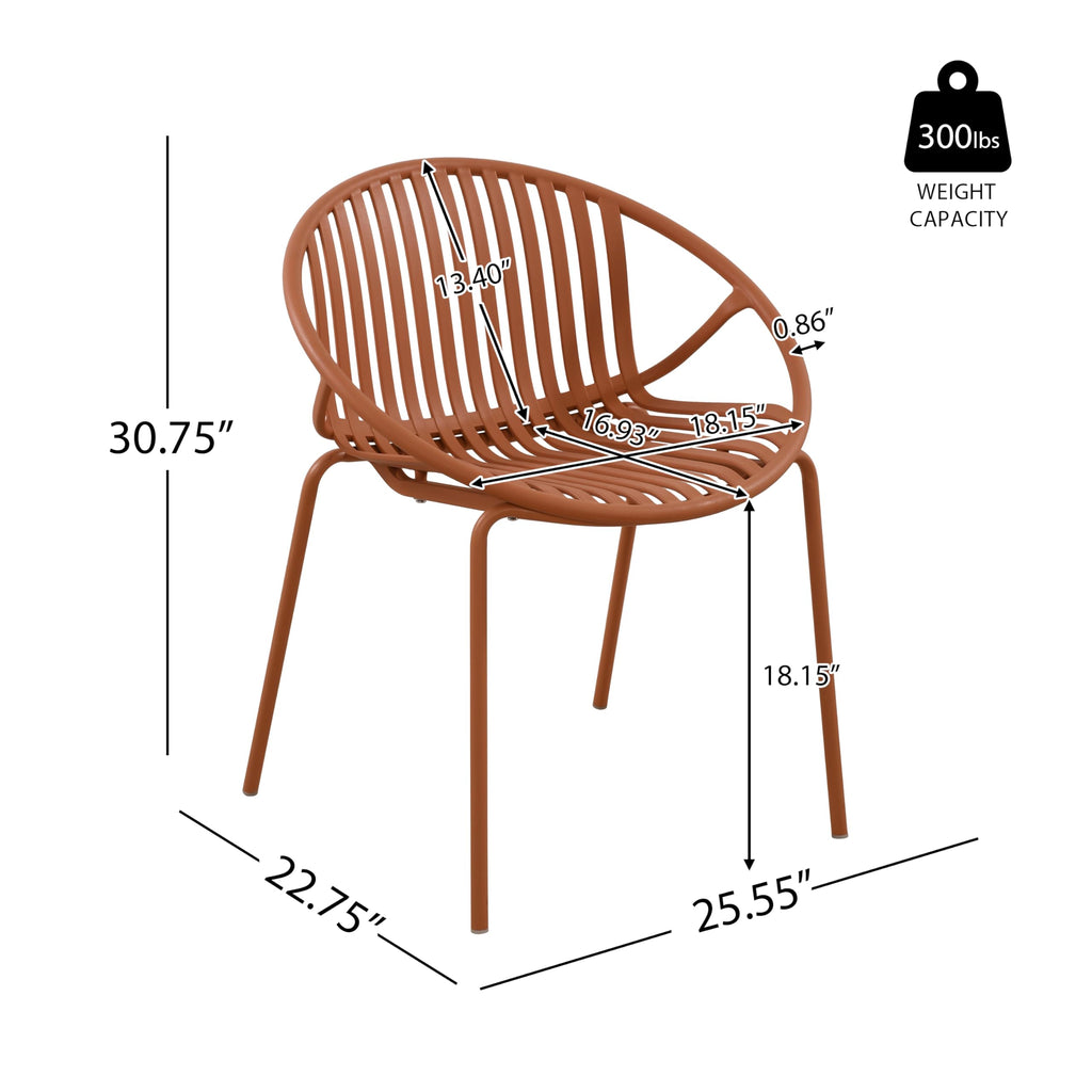 Set of 2 Tita Modern Patio Outdoor Dining Chairs, Stacking Chair, Outside Dinner, Garden/Balcony/Poolside Stackable