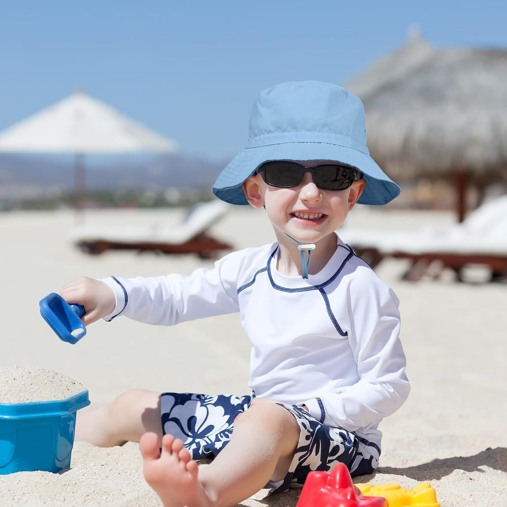 4 Pack Baby Toddler Sun Hat Summer UPF 50+ Sun Protection Bucket Hat Adjustable Wide Brim Beach Hats for Girls Boys