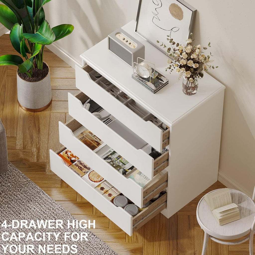4 Drawer, Sturdy White Chest of Drawers, White