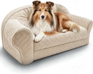 Dog Couch Bed for Small & Medium Dogs, Button Tufted Dog Sofa