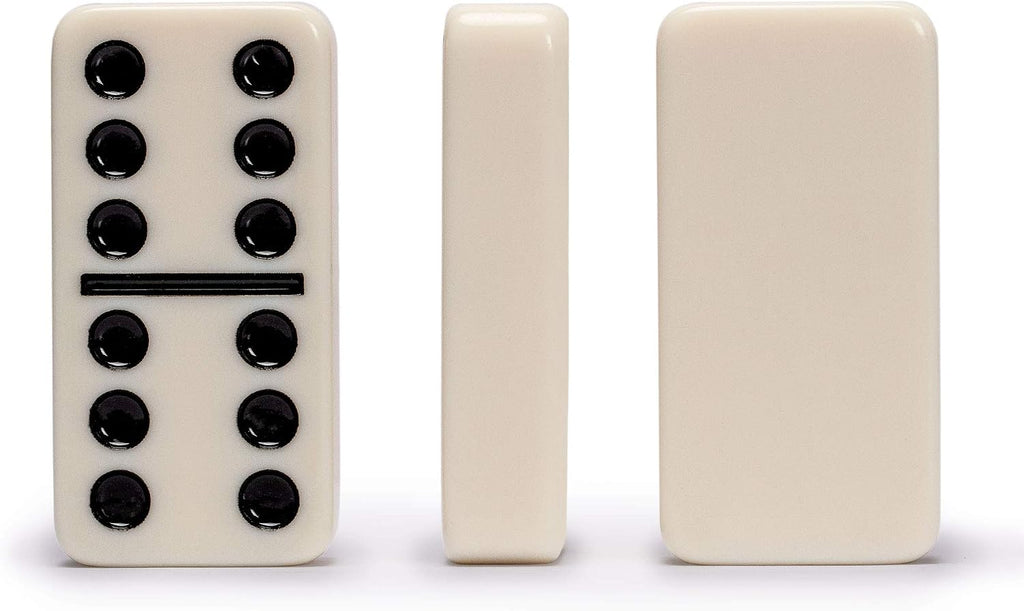 YMI Double 6 Dominoes Set with Dark Oak Wood Case - Set of 28