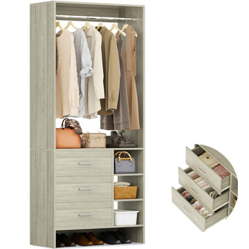 2.5FT Closet System with 3 Drawers - E6, White Oak