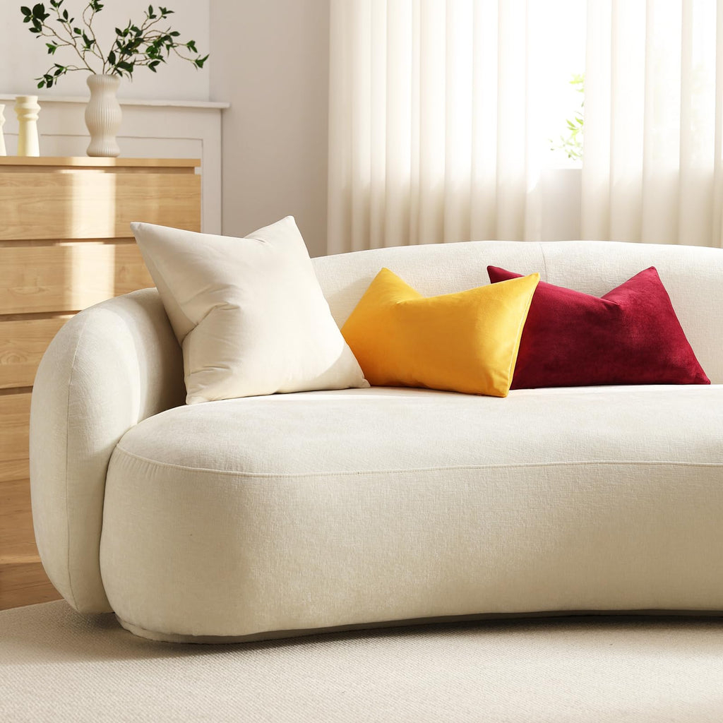 Euro Sham Covers 24x24 Cream: Pack of 2 Cozy Soft Velvet Square Modern Luxury Decorative Throw Pillow Cases for Sofa