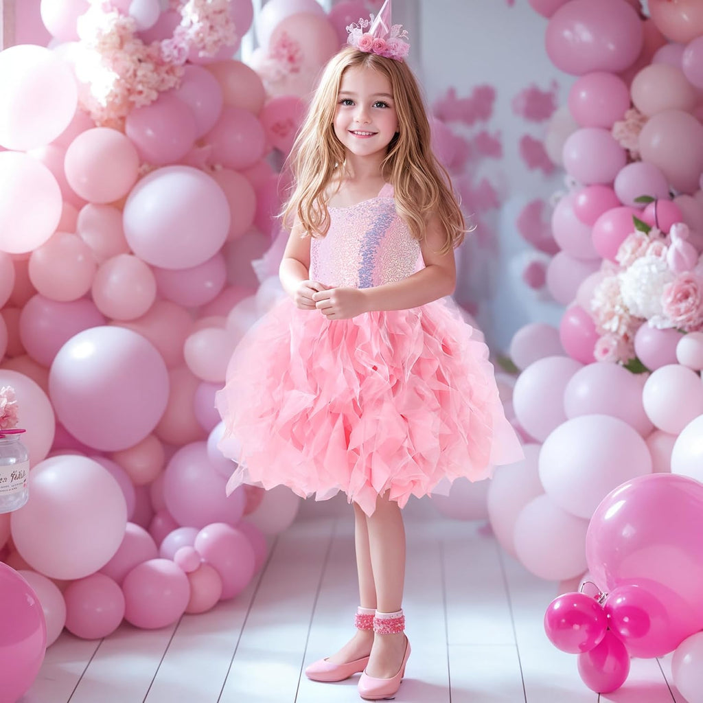 Tutu Dress for Girls Sparkly Sequin Tulle Princess Birthday Party Prom Outfit Toddler Girls Sneaker Ball Gown Dress
