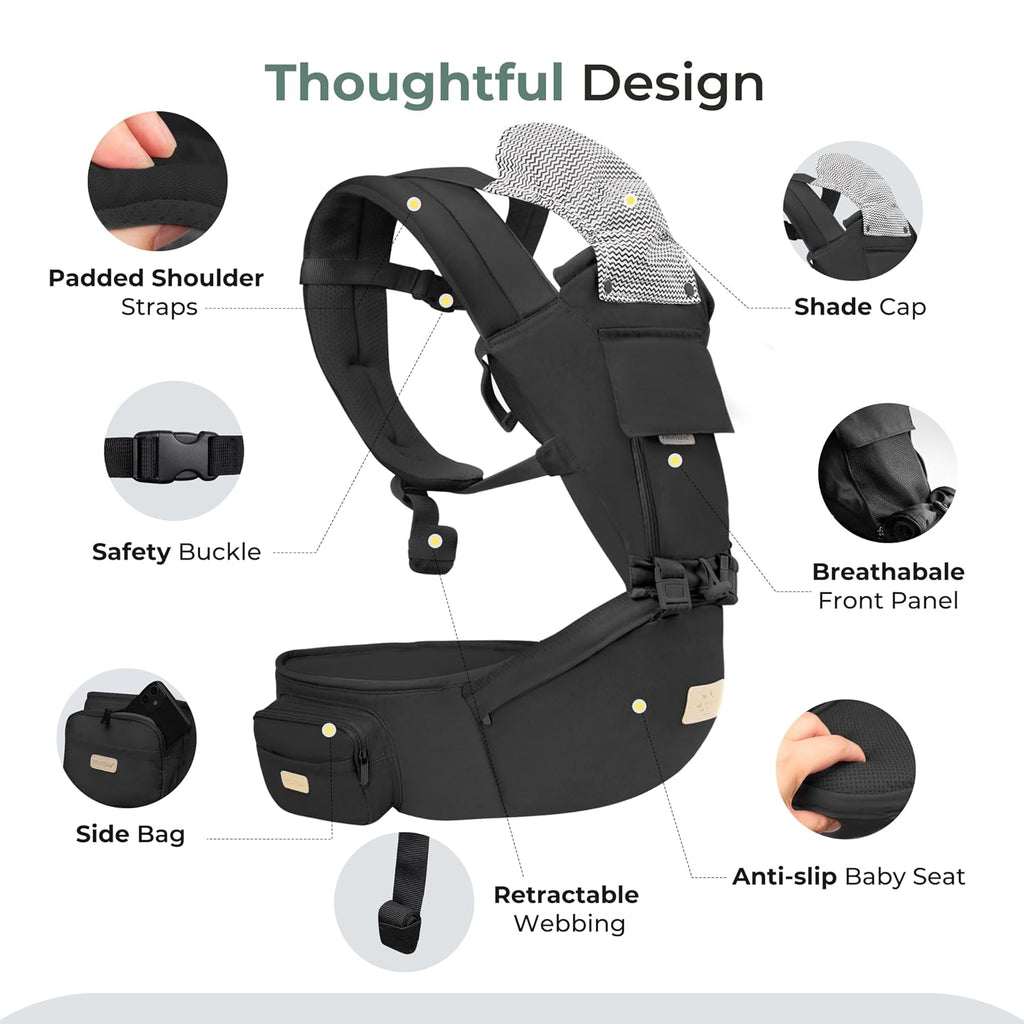 Safety-Certified Baby Carrier with Hip Seat Newborn to Toddler