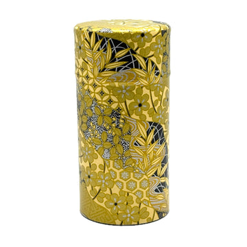 Japanese Tea Canister Tin Golden Pattern/Double Lid/Japanese Washi Paper Pasted /200g Tea Capacity/Loose Leaf Tea