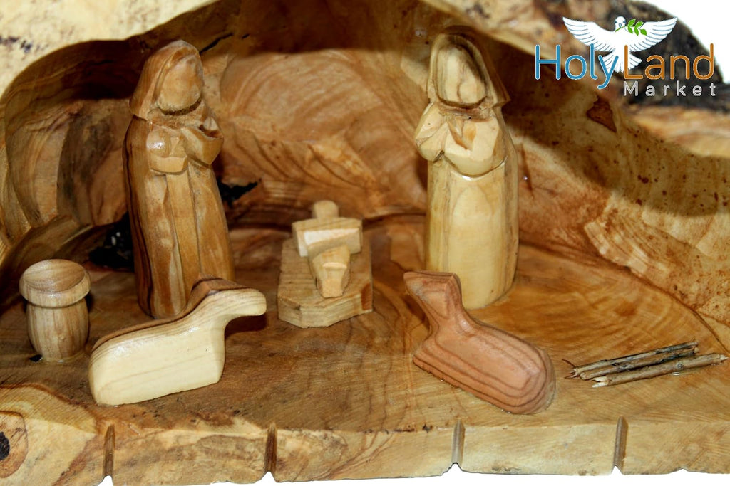 Land Market Inspirational Bethlehem Olive Wood Nativity Scene - Unique Nativity Set Indoor with Hand-Carved Rustic