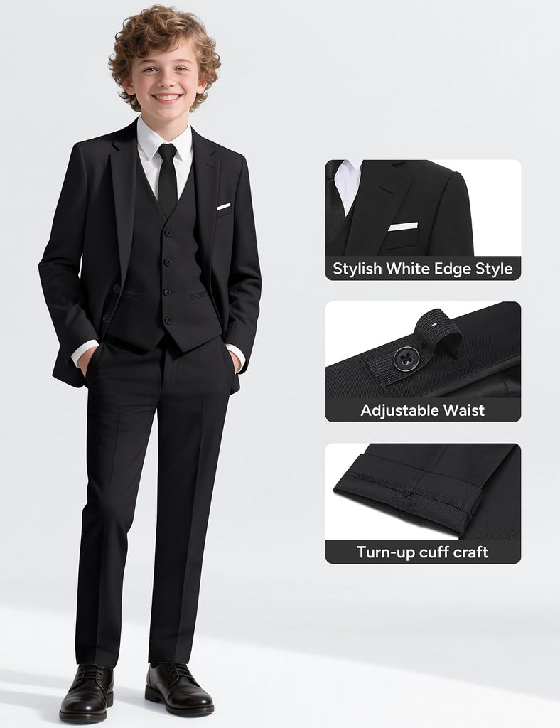 Boys' Formal Suit Set, with Suspenders, Adjustable Waist