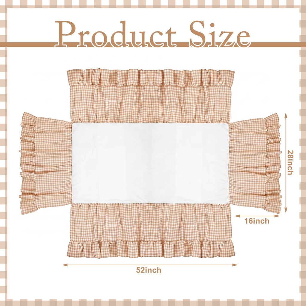 Gingham Crib Skirt Dust Ruffle 52 x 28 Inch 100% Cotton, Beige