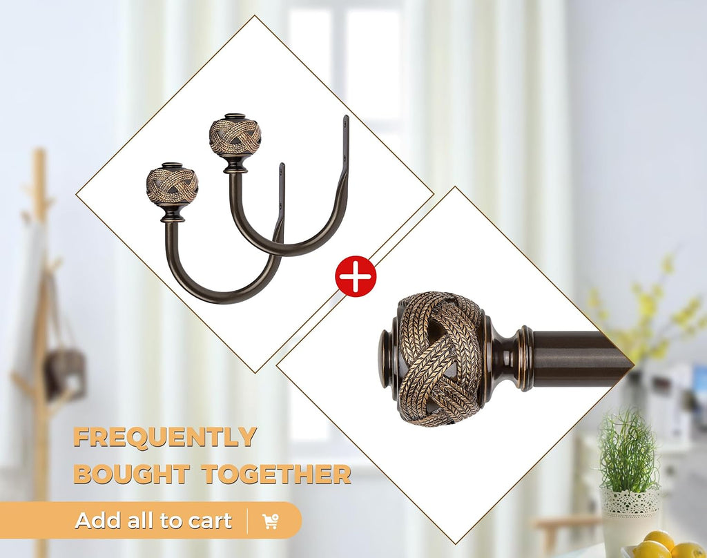 Bronze Curtain Rod, 7/8 Inch Telescoping Splicing Curtain Rods for Windows 20 to 54