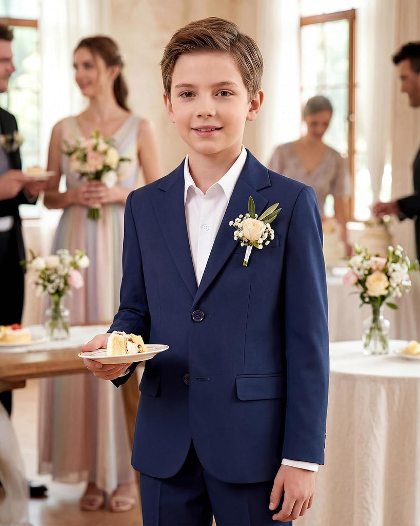 Boys' Slim Fit Suit 3 Pieces:Jacket, Pants, Shirt,Summer Suit Set for Teens Boys Wedding Beach
