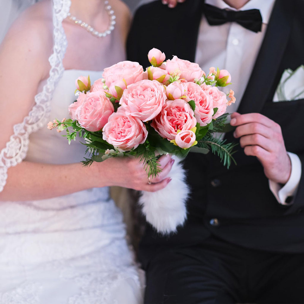 8 Bundles Artificial Peonies Flowers, Pink