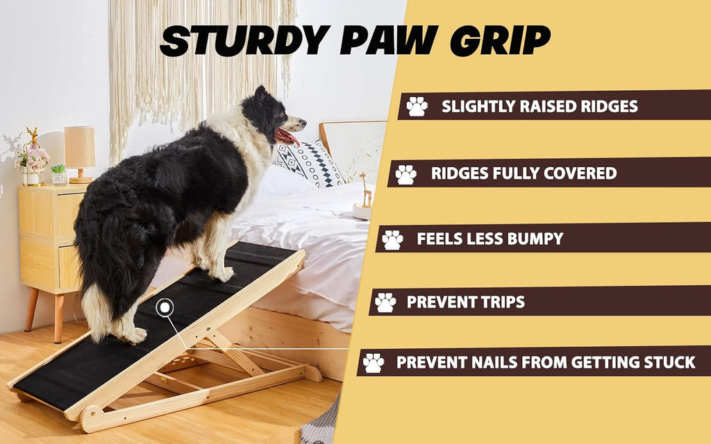 Dog Ramp for Couch & Bed, Adjustable Wooden Ramp for Dogs