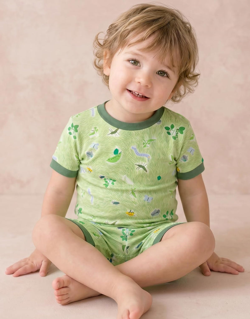 Kids Viscose From Bamboo Pajamas Short Sleeve Premium Summer Sleepwear Toddler Boys Girls Pj Set ~
