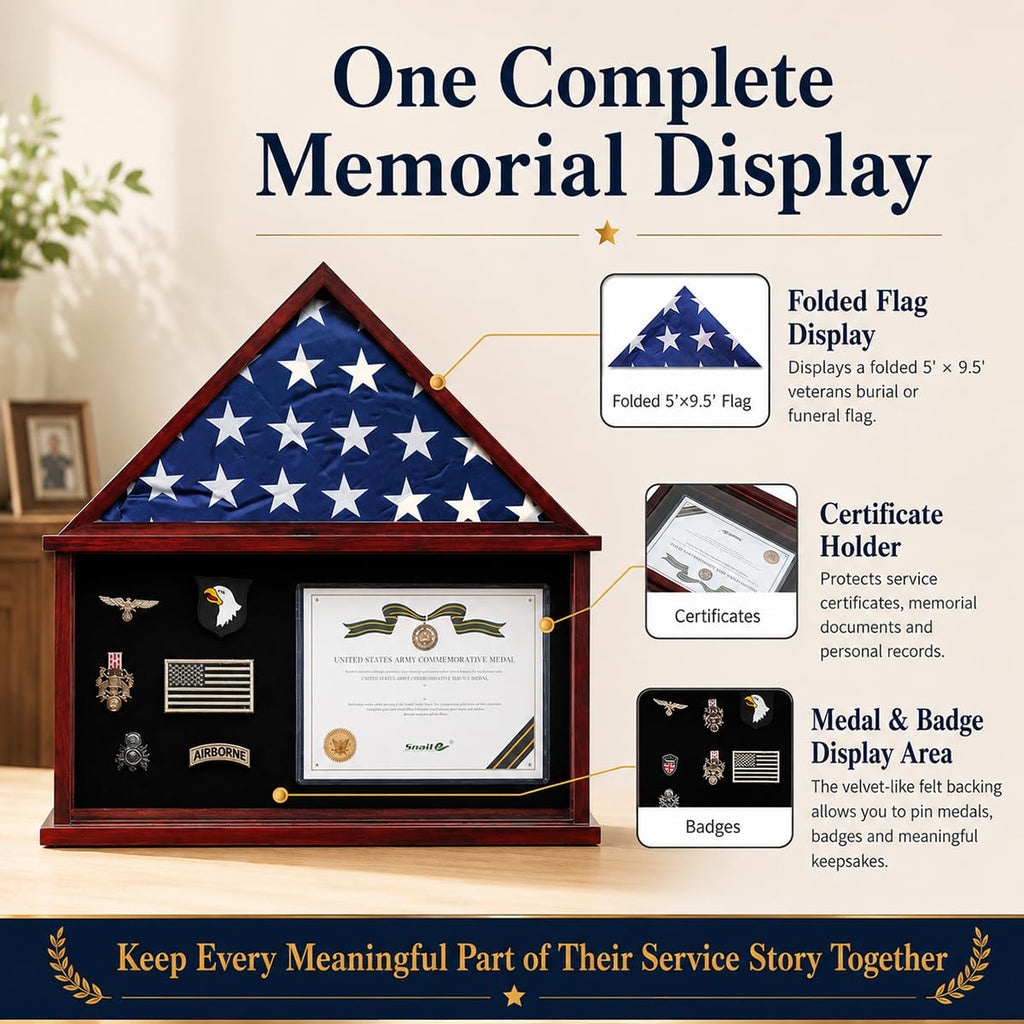 Flag Display Case Large Military Shadow Box for a Folded 5'x9.5' Flag