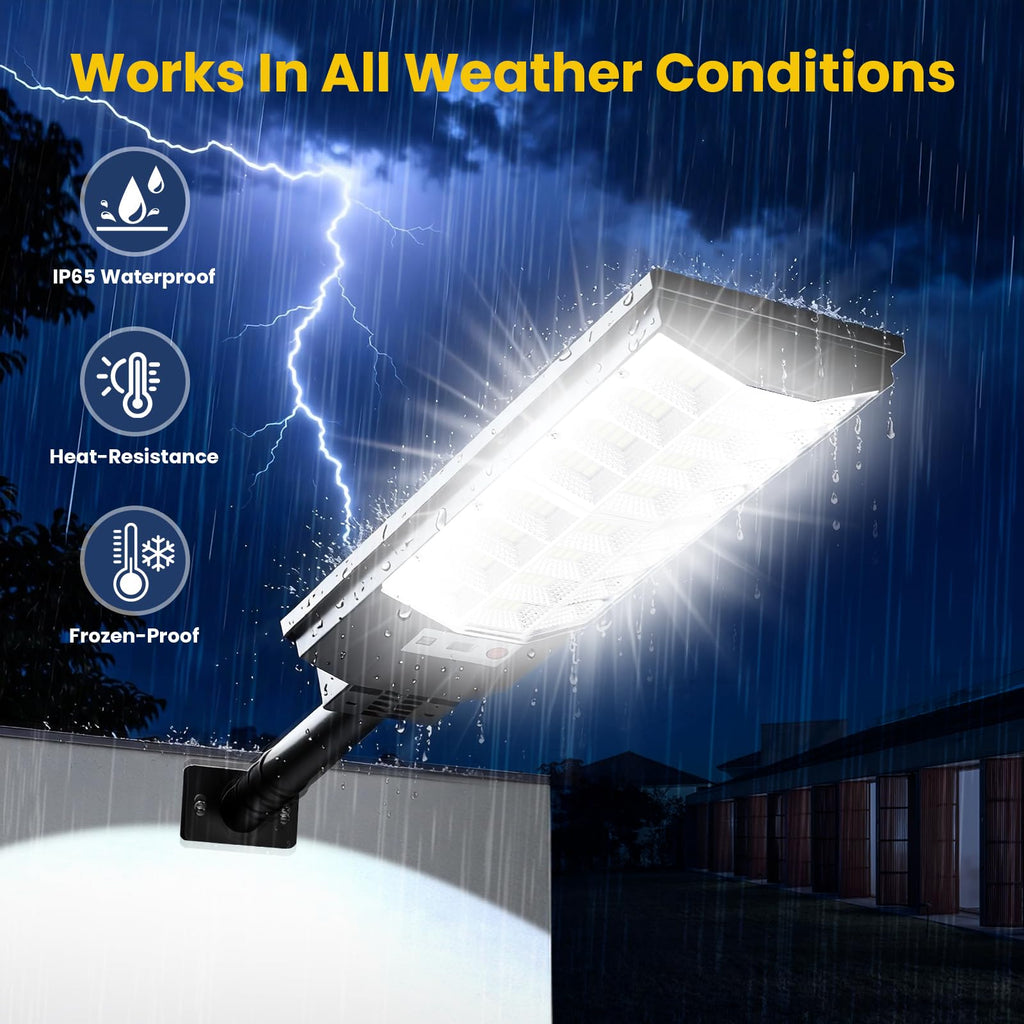 Solar Street Lights Outdoor 4-Pack, 6500K Waterproof LED Motion Sensor Solar Flood Light, Dusk to Dawn