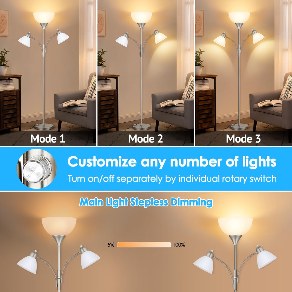 Torchiere Floor Lamps,72" Dimmable Reading Lamp