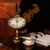 HOME Antique Mantel Clock, Gold Retro Desk Clock Silent-Non-Ticking Battery Operated Decorative Desk Table Clock