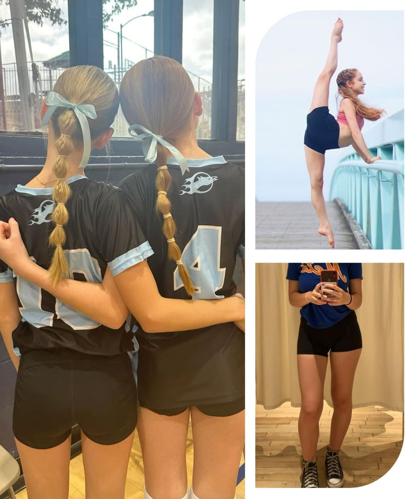 3 Pack Girls 4'' High Waisted Biker Shorts, Athletic Yoga Shorts