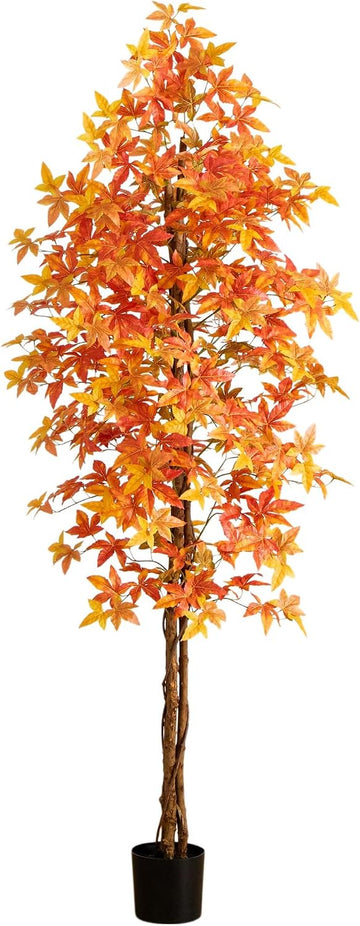 8ft Autumn Deluxe Maple Artificial Fall Tree - Harvest Season Decor - Indoor Faux Plant Display