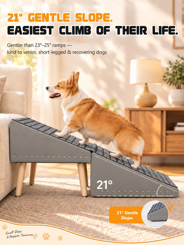 Dog Stairs for Couch, 3-in-1 Dog Safety Ramp and Storage Ottoman